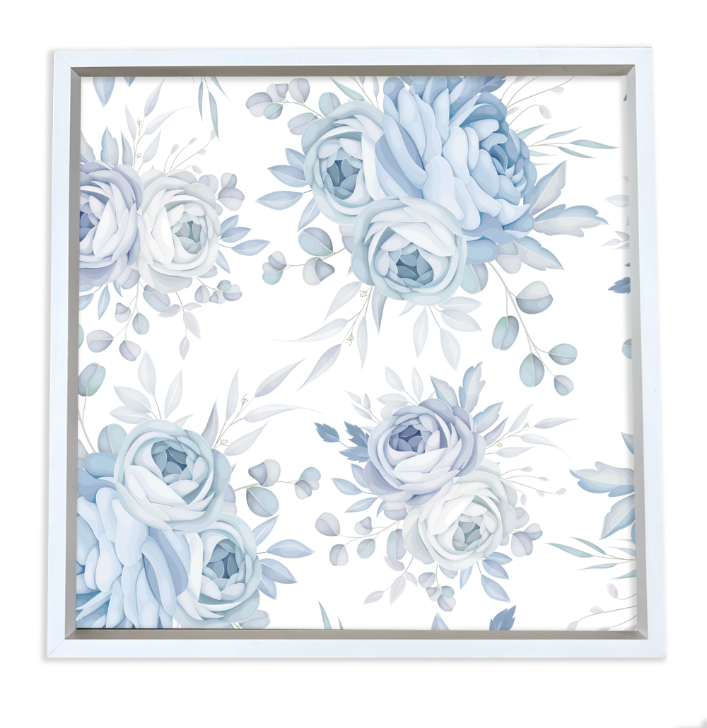 Light Blue Flowers 24″ x 24″ Print – white frame - DD24X24-001