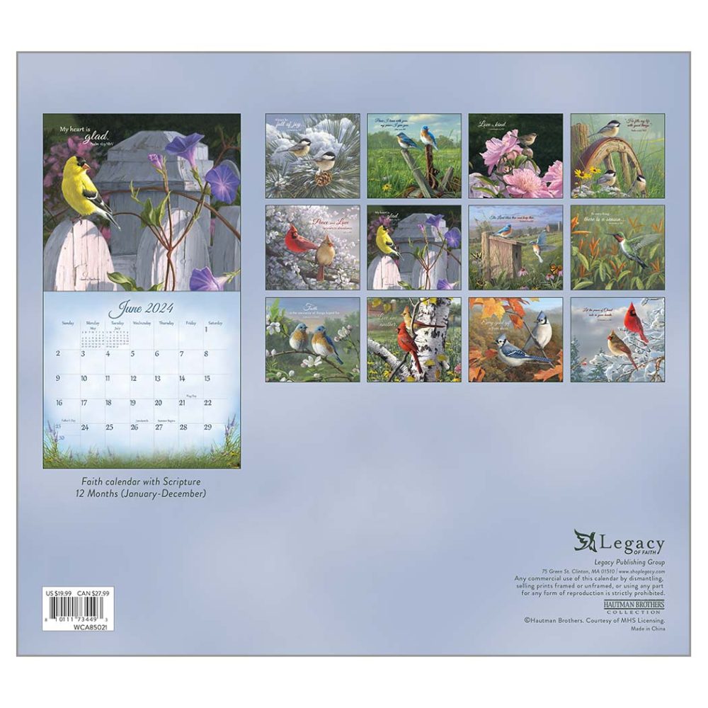 Songbirds of Faith 2024 Calendar WCA85021 Dublin Design