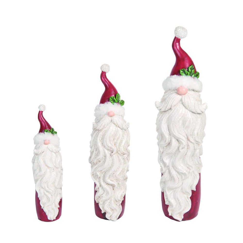 Resin Bearded Santas - Set of 3 - Y8385