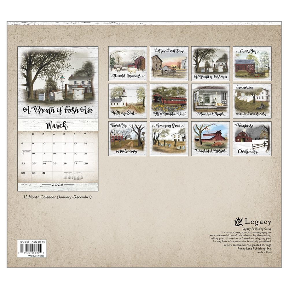 Farmhouse - 2026 Legacy Calendar - WCA102380 - PREORDER ONLY - Image 2