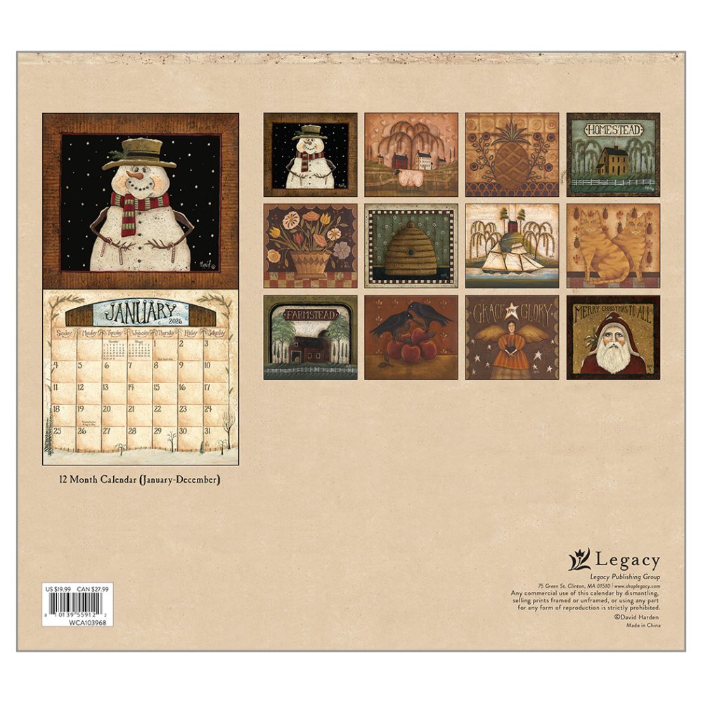 Folk Art by David - 2026 Legacy Calendar - WCA103968 - PREORDER ONLY - Image 2